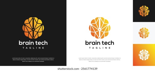 Smart brain technology logo design. Technology human brain logo template. Technology logo symbol icon