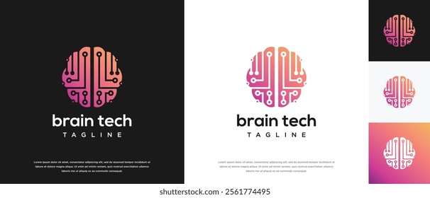 Smart brain technology logo design. Technology human brain logo template. Technology logo symbol icon