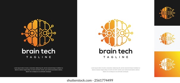 Smart brain technology logo design. Technology human brain logo template. Technology logo symbol icon