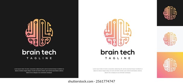 Smart brain technology logo design. Technology human brain logo template. Technology logo symbol icon