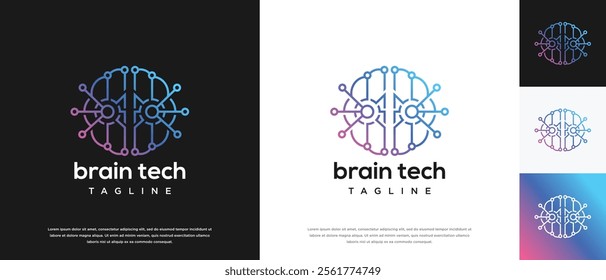 Smart brain technology logo design. Technology human brain logo template. Technology logo symbol icon