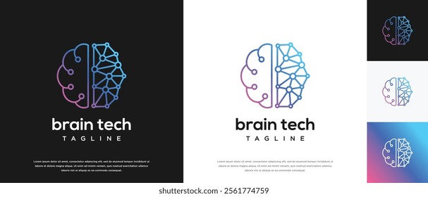 Smart brain technology logo design. Technology human brain logo template. Technology logo symbol icon