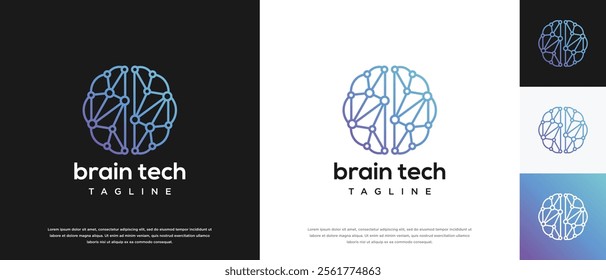 Smart brain technology logo design. Technology human brain logo template. Technology logo symbol icon