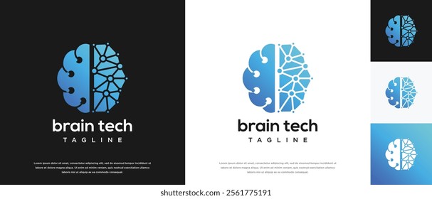 Smart brain technology logo design. Technology human brain logo template. Technology logo symbol icon