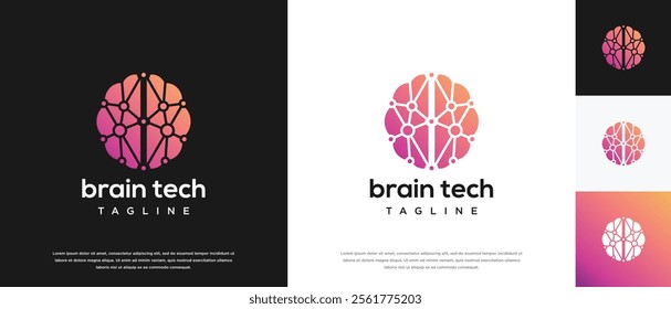 Smart brain technology logo design. Technology human brain logo template. Technology logo symbol icon