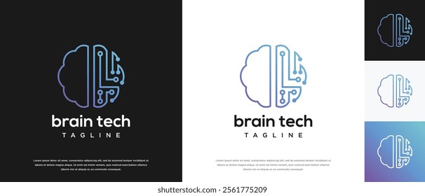 Smart brain technology logo design. Technology human brain logo template. Technology logo symbol icon