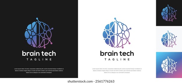 Smart brain technology logo design. Technology human brain logo template. Technology logo symbol icon