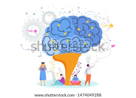 Smart brain. Tree of knowledge. Metaphor of study, education, development of intelligence and creativity.