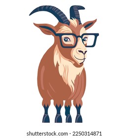 arista marrón inteligente con anteojos. animal educado. ilustración vectorial plana.