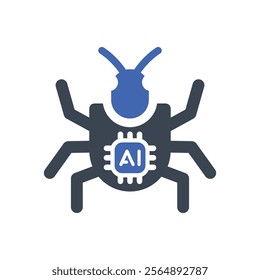 Smart bug icon, Vector graphics