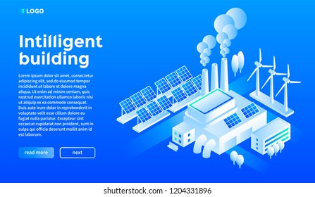 Smart building concept background. Isometric illustration of smart building vector concept background for web design