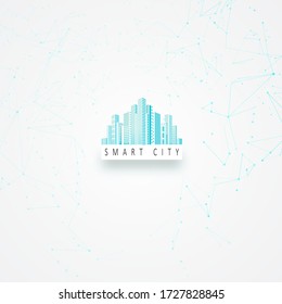 Smart building concept design for city illustration. Digital network connections. Graphic concept for your design.