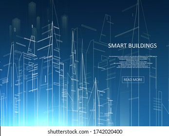 Smart building concept design for city illustration. Graphic concept for your design.
