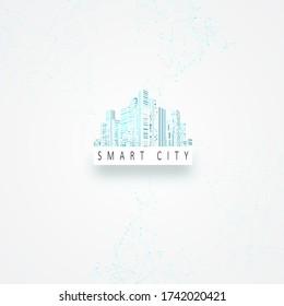 Smart building concept design for city illustration. Digital network connections. Graphic concept for your design.