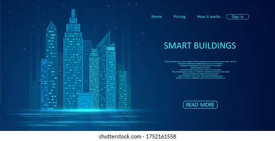 Diseño de concepto de construcción inteligente para la ilustración de la ciudad. Concepto gráfico para su diseño.