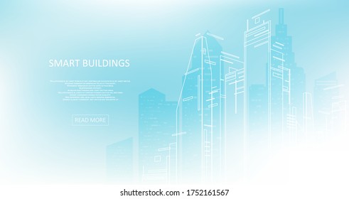 Smart building concept design for city illustration. Graphic concept for your design.