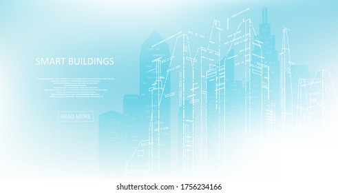 Diseño de concepto de construcción inteligente para la ilustración de la ciudad. Concepto gráfico para su diseño.