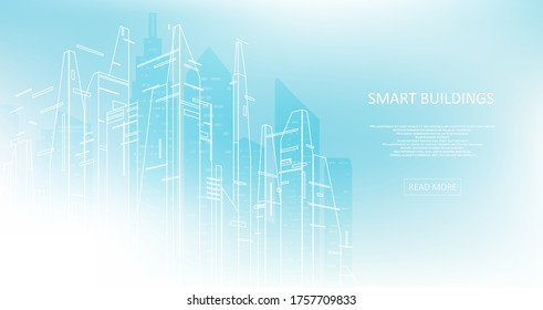 Smart building concept design for city illustration. Graphic concept for your design.