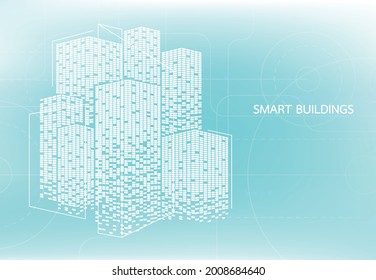 Smart building concept design for city intelligent use web, magazine or poster. Vector illustration