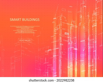 Smart building concept design for city illustration. Graphic concept for your design.
