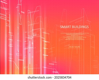Smart building concept design for city illustration. Graphic concept for your design.