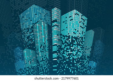 Smart building concept design for city illustration. Graphic concept for your design.