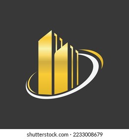 Diseño de concepto de construcción inteligente para la ilustración de la ciudad. Concepto gráfico para su diseño. Edificio e ilustración de la ciudad, escena de la ciudad en la noche