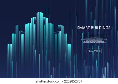 Diseño de concepto de construcción inteligente para la ilustración de la ciudad. Concepto gráfico para su diseño.