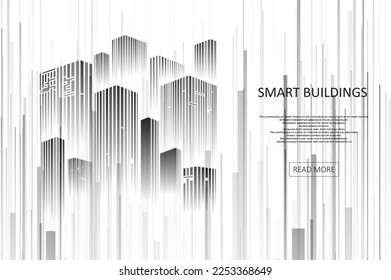 Diseño de concepto de construcción inteligente para la ilustración de la ciudad. Concepto gráfico para su diseño.