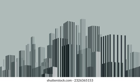 Smart building concept design for city illustration. Grey buildings. Graphic concept for your design. Can be used for print, design, websites, banners.