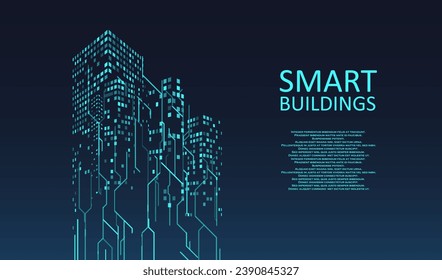 Smart building concept design for city illustration. Graphic concept for your design.