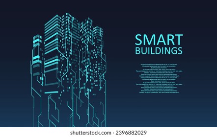 Smart building concept design for city illustration. Graphic concept for your design.