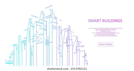 Smart building concept design for city illustration. Graphic concept for your design.
