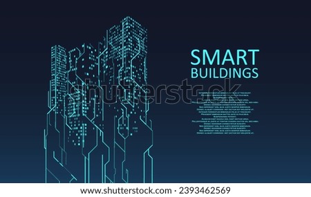Smart building concept design for city illustration. Graphic concept for your design.