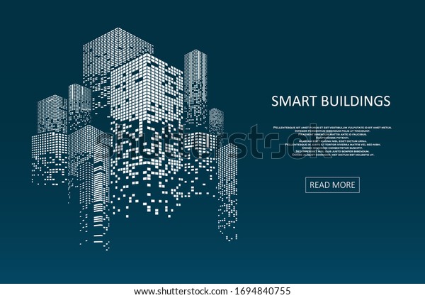 Smart building concept design for city\
illustration. Graphic concept for your\
design.