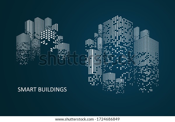 都市イラスト用のスマートビルのコンセプトデザイン デザインのグラフィックコンセプト のベクター画像素材 ロイヤリティフリー