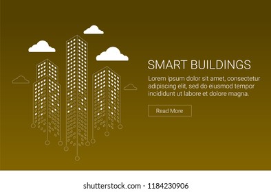 Smart building concept design for real estate, investment, architecture and construction companies. Suitable for website headers and social media posts.