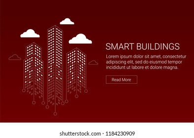 Smart building concept design for real estate, investment, architecture and construction companies. Suitable for website headers and social media posts.