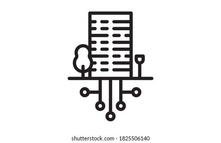 Smart building Electronic building icon. Element of future technology icon for mobile concept and web apps. Thin line Smart building Electronic building icon can be used for web on white background