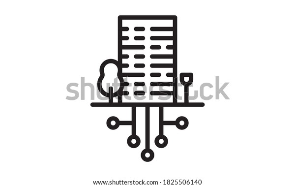 Smart building Electronic building icon.\
Element of future technology icon for mobile concept and web apps.\
Thin line Smart building Electronic building icon can be used for\
web on white background