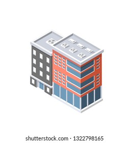 The smart building home architecture is an idea of technology business equipment flat style urban isometric illustration