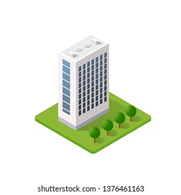 The smart building home architecture is an idea of technology business equipment flat style urban isometric illustration