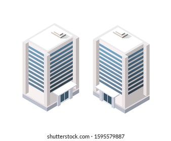 The smart building home architecture is an idea of technology business equipment flat style urban isometric illustration