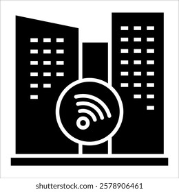 Smart Building Icon Element For Design