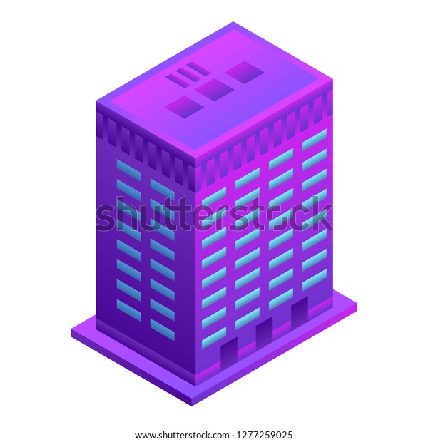 Smart building icon.\
Isometric of smart building vector icon for web design isolated on\
white background