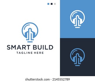 Smart Building Light bulb logo design