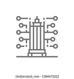 Smart building, new city technology line icon.