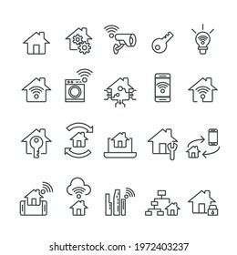 Smart Building and Technology Icons set,Vector,Editable Stroke