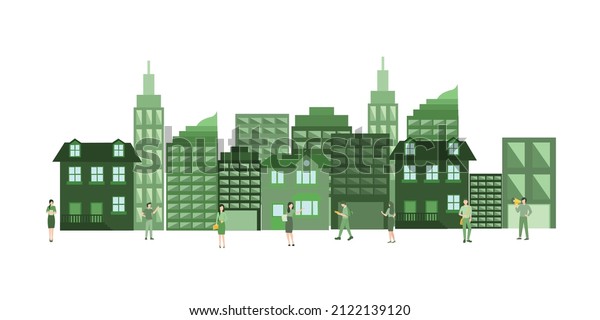 Smart building vector\
illusatration. Concept Smart city for web page, banner,\
presentation, social media. Intelligent building isometric vector.\
City ​​community\
activities