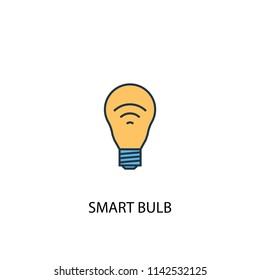 smart bulb concept 2 colored line icon. Simple yellow and blue element illustration. smart bulb concept outline symbol design from Smart Home set